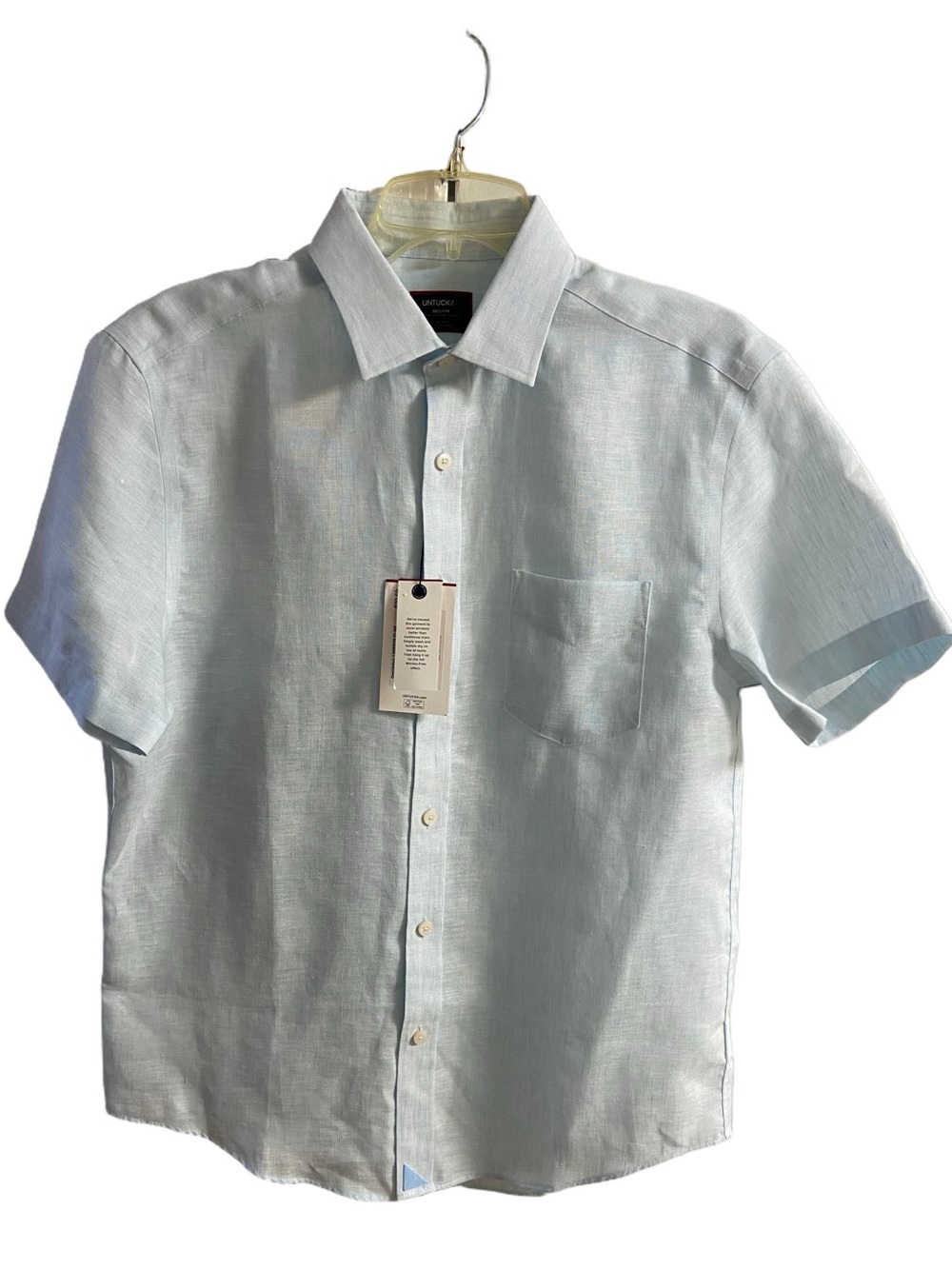 Untuckit Cameron Baby Blue Linen Button Up Slim Fit Wrinkle resistant Medium NWT